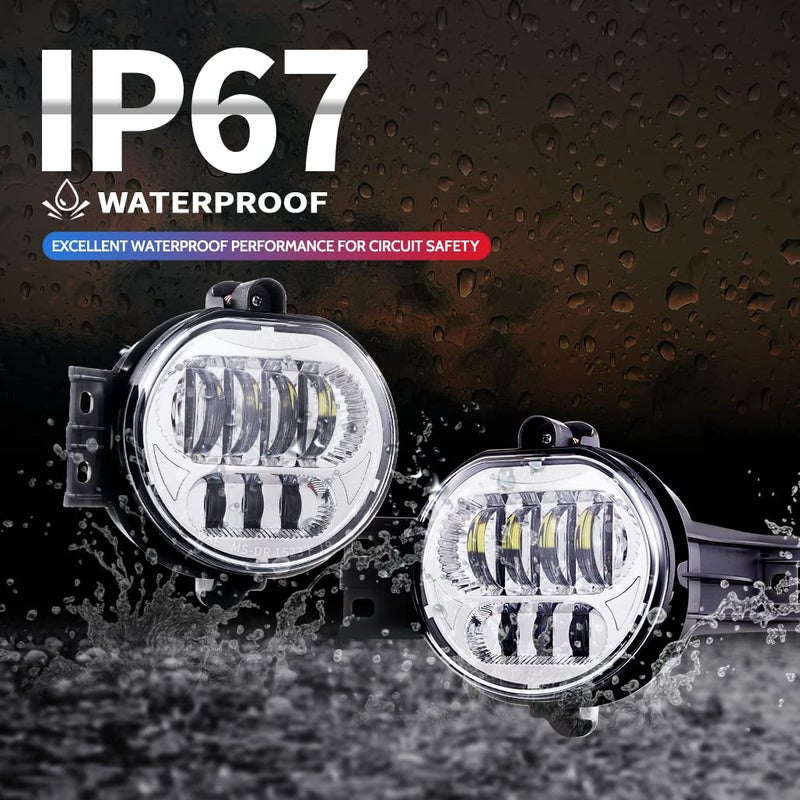 Z-OFFROAD DOT Approved LED Fog Light Assembly Compatible with Dodge Ram 1500 2002 2003 2004 2005 2006 2007 2008 Dodge Ram 2500/3500 2003-2009, 2pcs - Chrome - Image 2